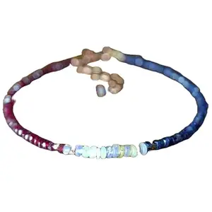 RRJEWELZ Blue Sapphire, Opal & Ruby bracelet for men & women - 3mm Rondelle Faceted beads - 7 Inch Adjustable with Silver plated clasp – Healing, Fashion, Gift, Spiritual, Yoga|LCBR_RR_07235