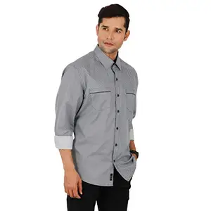 SHIRT THEORY Grey Check Cotton Full Sleeves Casual Shirt for Men II Premium Cotton Shirt II Stylish Shirt for Men II Latest Men Casual Shirt II Luxury Shirts II