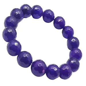RRJEWELZ Natural Purple Jade 10mm Round Shape faceted Cut Beads 7.5 Inch Stretchable Bracelet for Men & Women.|STBR_RR_07950_7.5