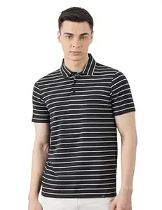 Amazon Brand - Symbol Men's Cotton Rich Striper Polo Collar Striped Tshirts | Half Sleeves-Regular Fit (Available in Plus Sizes)