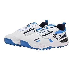 D9 DNine Blaster 2 Cricket Shoes for Men | Rubber Studs | Lightweight, Durable, High-Grip Cricket Footwear | Size 9 UK | Navy Blue/Diva Blue/White | Ideal for Turf & Outdoor Grounds