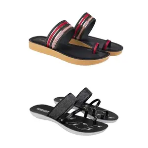 ZENWEAR Extra Soft Classic Casual wear with Flexibility Technology Flip-Flop Combo for Women's/Girl's(6144+1946)(5) Multicolor