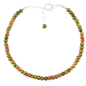 LKBEADS Silver Plated Bracelet with Multicolor Faceted Unakite Beads – Rondelle 3mm – 7 inch Adjustable – For Men & Women|LK_STACK_06568