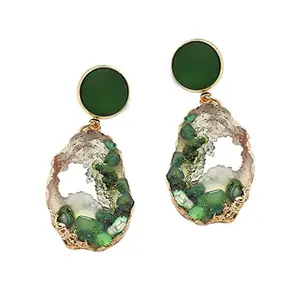SOHI Green stone Contemporary Drop Earring For Women and girls, Gold Plated, Fashion Accessories, jewellery for women, drop earrings, artificial earrings for women (6049)