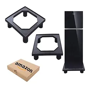 MESH MASTERS Heavy Duty Double Door_Single Door Fridge Stand/Washing Machine Stand/Dish Washer Stand_Black Color with Box Packing MMRSN8