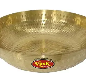 VPSK VPSK Iron Heavy Pure Brass Hammered kadhai for Cooking/Serving (13 x 4.5 inch, 4500 ml, Large)