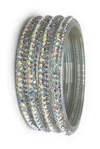 Ranika "Silver Glittering Stone-Studded Bangles (Size 2.4 to 2.8)"