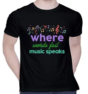 CreativiT Graphic Printed T-Shirt for Unisex Music Tshirt | Casual Half Sleeve Round Neck T-Shirt | 100% Cotton | D00542-66_Black_Large