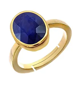 Gemscom Blue Sapphire/Neelam 8.25 Ratti 7.55 crt Stone Panchdhatu Adjustable Ring for Women