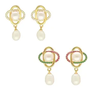 Sri Jagdamba Pearls Dealer Mumtaz Combo of 2 Pair Earrings Fashion Jewellery for Women
