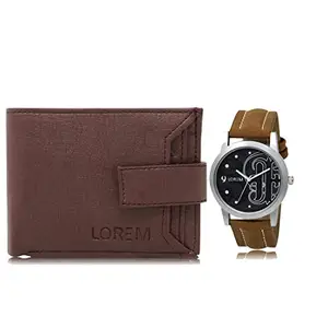 LOREM Combo of Maroon Color Artificial Leather Wallet &Watch (Fz-Wl09-Lr14)