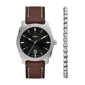 Fossil Men's Machine Brown Analog Quartz Leather Watch FS6081Set
