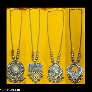 S R Oxidised Round Chain Pendant Long Necklace For Girls and women's Design_137