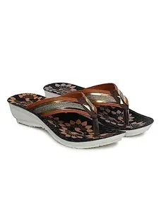 Fabbmate Latest Printed Casual Flats for Women's Pack of 1 (Black-Brown, Numeric_7)
