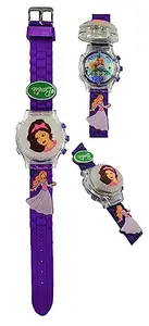 Dreamy Designs Soft Rubber Silicone Music Disco Light with Spinner Cartoon Cap Cover Digital Kids Watch Non Breakable Wrist Watch - Pack of 1 (B Purple)