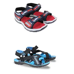 Fabbmate Men's Red and Blue Black casual Sandal 7 UK