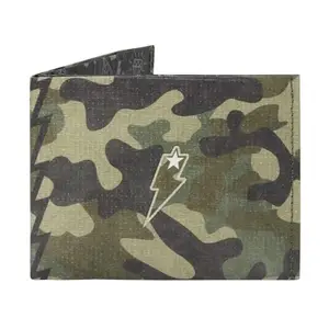Supervek Camouflage Paper Slim Wallet | Army Outdoor Green Camo Hypebeast Stitched Tyvek Bifold Mens Wallet | Men's Mighty Credit Card Holder Purse Wallets, Gifts for Him Boys Gents