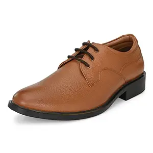 Auserio Men's Full Grain Leather Derby Lace Up Formal Shoes | Anti Skid Sole & Waxed Laces | Memory Foam Padded Insole | Shoes for Office & Parties | Tan 7 UK (SSE 105)