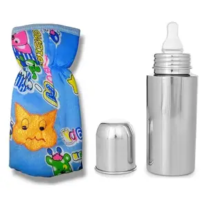 CUTIZDROP New Born Baby Milk Feeding Printed Cover, Bottle Combo BPA Free - Plastic, Steel, Silicon - Blue