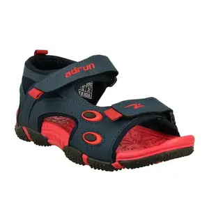 ADRUN Men Stylish Outdoor Sandals | Comfortable Sandals for Daily Use | Antiskid Sole with Velcro Closure |AD0S06NAVY+RED13