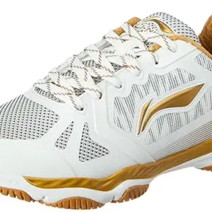 Li-Ning Ranger Lite Z1 Non-Marking Cushion Badminton Shoe(White/Gold, UK 5)