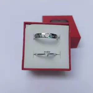 Men Valentine Smart Temperature Combo Ring Silver & Black (IR9481)