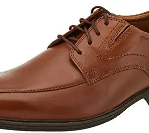 Clarks Mens Whiddon Pace Dark Tan Lea Uniform Dress Shoe, Size_6