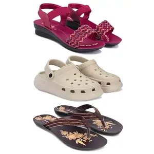 Women's Comfortable Sandal,Casual Lightweight Sandal for Everyday Wear | (COMBO-3)-1934-OO1-O21-6-EURO-37