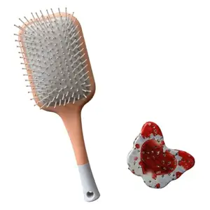 Paddle Hairbrush butterfly shape Compact mirror unique gift combo for makeup and hair styling