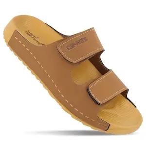WALKAROO Men's Casual Slip On EVA Clogs with Adjustable Hook and Loop Straps WE8818 Brown Tan