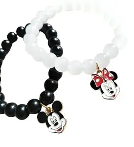 SUPER SOFTENER Style Mickey Mouse Crystal Stone Beads Bracelets For Women;Girls ;Boys;Men (Pack Of 2)