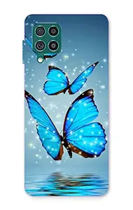 CRAFT WORLD Back Cover Case 3D Printed Hard Back Case Cover Black_EarPhn Latest Stylish Samsung Galaxy M12/F12/A12 Phone Case Mobile Cover for Boys/Girls (Butterfly)