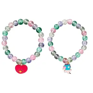 Jewelsbysirani Pack Of 2 (Tata, Mang) Cute Korean BTS Character Charms Beads Bracelet Combo For Women And Girls|Accessories Gift For BTS Army