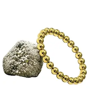 Gem Vastu Golden Pyrite Bracelet with Raw Pyrite Stone for Men | Vastu-Inspired Certified Gemstone Combo for Wealth, Confidence & Business Growth | Money Magnet Crystal Set