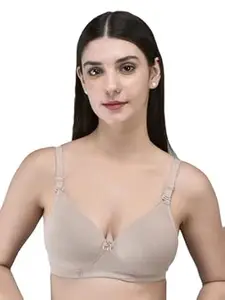 INKURV Padded T-Shirt Bra for Women Non Wired | Seamless| Soft Padded |Full Coverage Bra for Women with Detachable Straps| Supportive Everyday Comfort- Coolpad