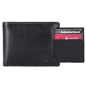 Breaking Threads Genuine Leather Bi-Fold Wallet for Men Black | 4 Card Slots | Contrast Stitching | Unique Design