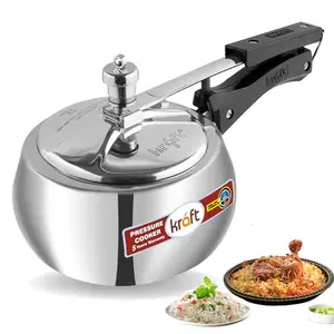 Kraft Stylo Handi Shaped Aluminium Inner Lid Pressure Cooker Medium - 3 Litre/Healthy Cooking, Long Lasting/Induction Friendly / 5 Years Warranty/ISI Certified - Silver price in India.