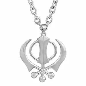 ANVIKA Panjabi Religious Symbol Sardar Sikh Khanda Silver Pendent For Men And Women Silver Metal Pendant