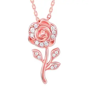 GIVA 925 Silver Rose Gold Roseate Pendant with Link Chain| Necklace to Gift Women & Girls | With Certificate of Authenticity and 925 Stamp | 6 Months Warranty*