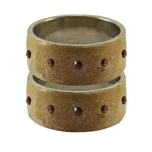 Vidhya Kangan Dark Cream Stone Stud Brass Bangle (ban12542-2.4)