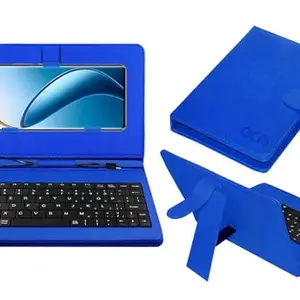 ACM Keyboard Case Compatible with Realme 12 Pro Mobile Flip Cover Stand Direct Plug & Play Device for Study & Gaming Blue