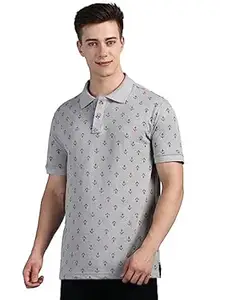 ONN Man's Regular Fit Polo Neck Half Sleeves Printed T-Shirt | Printed Polo T-Shirt for Men