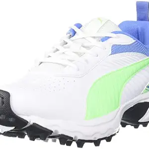 Puma Men's Cricket Active White-Elektro Green-Blue Glimmer Shoe-6 Kids UK (10735201)