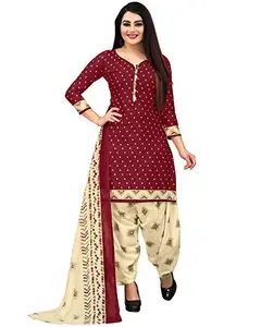 Rajnandini Women's Maroon Cotton Printed Unstitched Salwar Suit Material
