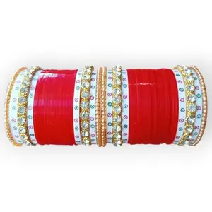 Plastic Yippi Chuda Luxury Set For Women And Girls(Pack Of 46) (Red, 2.4)