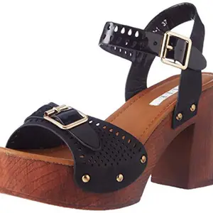 ELLE Women Black Fashion Sandals-4 UK/India (37 EU) (2008-1)