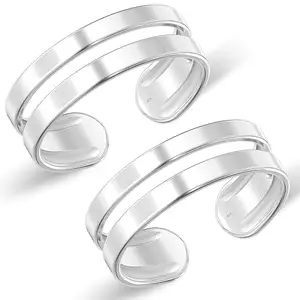 LeCalla Women's Beautiful Classic Lining Toe Ring in 925 Sterling Silver BIS Hallmarked Jewelry