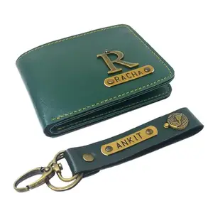 The Unique Gift Studio Leather Men's Wallet and Keychain Combo Pack for Gift/Combo Set - Green 7