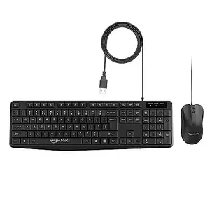 (Refurbished) Amazon Basics Wired Keyboard and Mouse Combo l 1200 DPI l for Windows, Mac OS Computer
