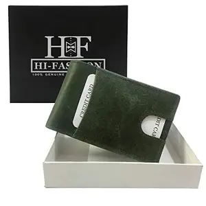Hi-Fashion Men Green Genuine Leather Card Holder